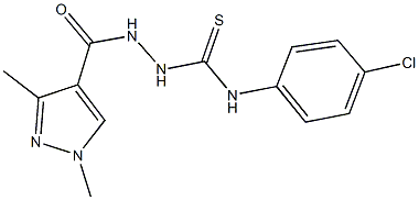 N-(4-chlorophenyl)-2-[(1,3-dimethyl-1H-pyrazol-4-yl)carbonyl]hydrazinecarbothioamide Struktur