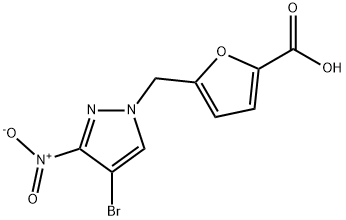 5-({4-bromo-3-nitro-1H-pyrazol-1-yl}methyl)-2-furoic acid Struktur