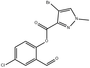 4-chloro-2-formylphenyl 4-bromo-1-methyl-1H-pyrazole-3-carboxylate Struktur