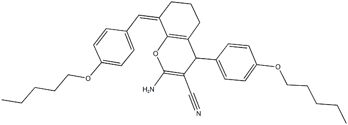 2-amino-8-[4-(pentyloxy)benzylidene]-4-[4-(pentyloxy)phenyl]-5,6,7,8-tetrahydro-4H-chromene-3-carbonitrile Struktur