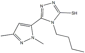 4-butyl-5-(1,3-dimethyl-1H-pyrazol-5-yl)-4H-1,2,4-triazole-3-thiol Struktur