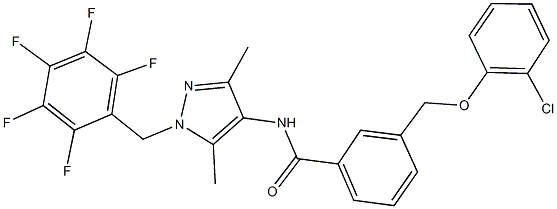 3-[(2-chlorophenoxy)methyl]-N-[3,5-dimethyl-1-(2,3,4,5,6-pentafluorobenzyl)-1H-pyrazol-4-yl]benzamide Struktur