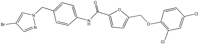 N-{4-[(4-bromo-1H-pyrazol-1-yl)methyl]phenyl}-5-[(2,4-dichlorophenoxy)methyl]-2-furamide Struktur