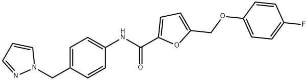 5-[(4-fluorophenoxy)methyl]-N-[4-(1H-pyrazol-1-ylmethyl)phenyl]-2-furamide Struktur