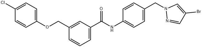 N-{4-[(4-bromo-1H-pyrazol-1-yl)methyl]phenyl}-3-[(4-chlorophenoxy)methyl]benzamide Struktur