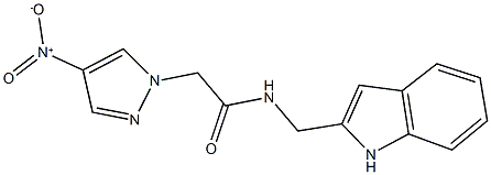 2-{4-nitro-1H-pyrazol-1-yl}-N-(1H-indol-2-ylmethyl)acetamide Struktur