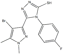 5-(4-bromo-1,5-dimethyl-1H-pyrazol-3-yl)-4-(4-fluorophenyl)-4H-1,2,4-triazole-3-thiol Struktur