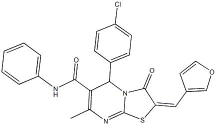 5-(4-chlorophenyl)-2-(3-furylmethylene)-7-methyl-3-oxo-N-phenyl-2,3-dihydro-5H-[1,3]thiazolo[3,2-a]pyrimidine-6-carboxamide Struktur