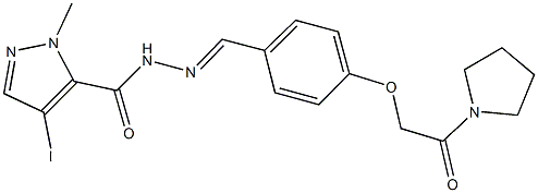 4-iodo-1-methyl-N'-{4-[2-oxo-2-(1-pyrrolidinyl)ethoxy]benzylidene}-1H-pyrazole-5-carbohydrazide Struktur