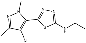 N-[5-(4-chloro-1,3-dimethyl-1H-pyrazol-5-yl)-1,3,4-thiadiazol-2-yl]-N-ethylamine Struktur