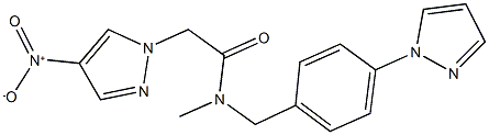 2-{4-nitro-1H-pyrazol-1-yl}-N-methyl-N-[4-(1H-pyrazol-1-yl)benzyl]acetamide Struktur