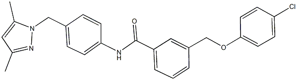 3-[(4-chlorophenoxy)methyl]-N-{4-[(3,5-dimethyl-1H-pyrazol-1-yl)methyl]phenyl}benzamide Struktur