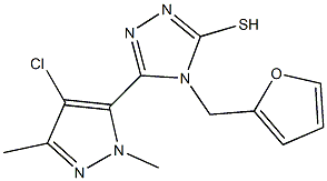 5-(4-chloro-1,3-dimethyl-1H-pyrazol-5-yl)-4-(2-furylmethyl)-4H-1,2,4-triazole-3-thiol Struktur