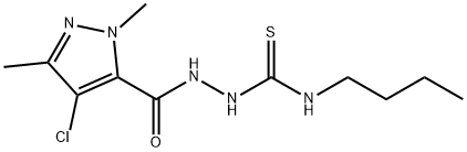 N-butyl-2-[(4-chloro-1,3-dimethyl-1H-pyrazol-5-yl)carbonyl]hydrazinecarbothioamide Struktur