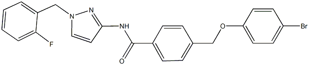 4-[(4-bromophenoxy)methyl]-N-[1-(2-fluorobenzyl)-1H-pyrazol-3-yl]benzamide Struktur