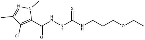 2-[(4-chloro-1,3-dimethyl-1H-pyrazol-5-yl)carbonyl]-N-(3-ethoxypropyl)hydrazinecarbothioamide Struktur