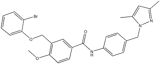 3-[(2-bromophenoxy)methyl]-N-{4-[(3,5-dimethyl-1H-pyrazol-1-yl)methyl]phenyl}-4-methoxybenzamide Struktur