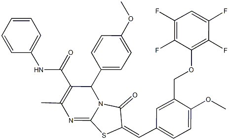 5-(4-methoxyphenyl)-2-{4-methoxy-3-[(2,3,5,6-tetrafluorophenoxy)methyl]benzylidene}-7-methyl-3-oxo-N-phenyl-2,3-dihydro-5H-[1,3]thiazolo[3,2-a]pyrimidine-6-carboxamide Struktur