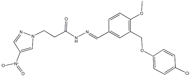 N'-{3-[(4-chlorophenoxy)methyl]-4-methoxybenzylidene}-3-{4-nitro-1H-pyrazol-1-yl}propanohydrazide Struktur