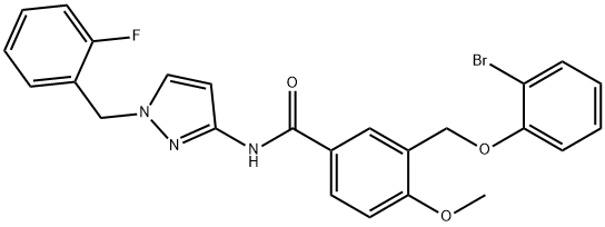 3-[(2-bromophenoxy)methyl]-N-[1-(2-fluorobenzyl)-1H-pyrazol-3-yl]-4-methoxybenzamide Struktur