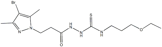 2-[3-(4-bromo-3,5-dimethyl-1H-pyrazol-1-yl)propanoyl]-N-(3-ethoxypropyl)hydrazinecarbothioamide Struktur