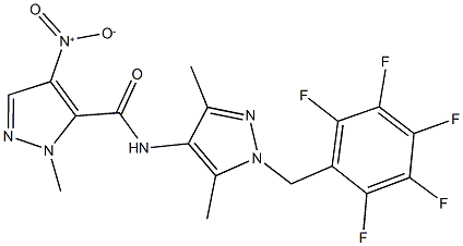 N-[3,5-dimethyl-1-(2,3,4,5,6-pentafluorobenzyl)-1H-pyrazol-4-yl]-4-nitro-1-methyl-1H-pyrazole-5-carboxamide Struktur