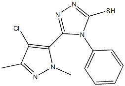 5-(4-chloro-1,3-dimethyl-1H-pyrazol-5-yl)-4-phenyl-4H-1,2,4-triazol-3-yl hydrosulfide Struktur