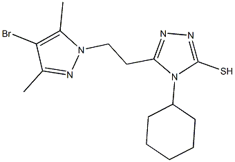 5-[2-(4-bromo-3,5-dimethyl-1H-pyrazol-1-yl)ethyl]-4-cyclohexyl-4H-1,2,4-triazole-3-thiol Struktur