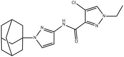 N-[1-(1-adamantyl)-1H-pyrazol-3-yl]-4-chloro-1-ethyl-1H-pyrazole-3-carboxamide Struktur