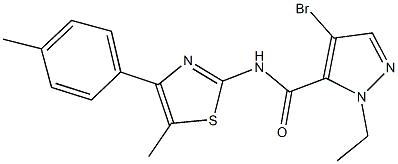 4-bromo-1-ethyl-N-[5-methyl-4-(4-methylphenyl)-1,3-thiazol-2-yl]-1H-pyrazole-5-carboxamide Struktur