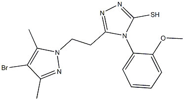 5-[2-(4-bromo-3,5-dimethyl-1H-pyrazol-1-yl)ethyl]-4-(2-methoxyphenyl)-4H-1,2,4-triazole-3-thiol Struktur