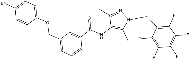 3-[(4-bromophenoxy)methyl]-N-[3,5-dimethyl-1-(2,3,4,5,6-pentafluorobenzyl)-1H-pyrazol-4-yl]benzamide Struktur