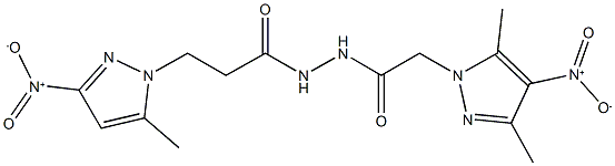 2-{4-nitro-3,5-dimethyl-1H-pyrazol-1-yl}-N'-(3-{3-nitro-5-methyl-1H-pyrazol-1-yl}propanoyl)acetohydrazide Struktur