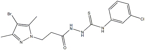 2-[3-(4-bromo-3,5-dimethyl-1H-pyrazol-1-yl)propanoyl]-N-(3-chlorophenyl)hydrazinecarbothioamide Struktur