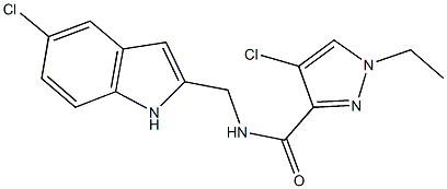 4-chloro-N-[(5-chloro-1H-indol-2-yl)methyl]-1-ethyl-1H-pyrazole-3-carboxamide Struktur