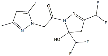 3,5-bis(difluoromethyl)-1-[(3,5-dimethyl-1H-pyrazol-1-yl)acetyl]-4,5-dihydro-1H-pyrazol-5-ol Struktur