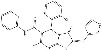 5-(2-chlorophenyl)-2-(3-furylmethylene)-7-methyl-3-oxo-N-phenyl-2,3-dihydro-5H-[1,3]thiazolo[3,2-a]pyrimidine-6-carboxamide Struktur