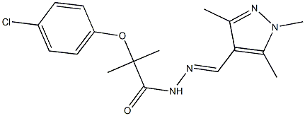 2-(4-chlorophenoxy)-2-methyl-N'-[(1,3,5-trimethyl-1H-pyrazol-4-yl)methylene]propanohydrazide Struktur