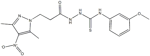 2-(3-{4-nitro-3,5-dimethyl-1H-pyrazol-1-yl}propanoyl)-N-(3-methoxyphenyl)hydrazinecarbothioamide Struktur