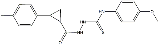 N-(4-methoxyphenyl)-2-{[2-(4-methylphenyl)cyclopropyl]carbonyl}hydrazinecarbothioamide Struktur