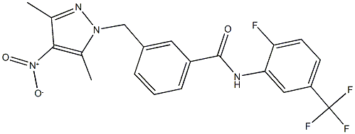 N-[2-fluoro-5-(trifluoromethyl)phenyl]-3-({4-nitro-3,5-dimethyl-1H-pyrazol-1-yl}methyl)benzamide Struktur