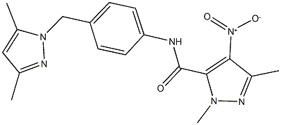 N-{4-[(3,5-dimethyl-1H-pyrazol-1-yl)methyl]phenyl}-4-nitro-1,3-dimethyl-1H-pyrazole-5-carboxamide Struktur