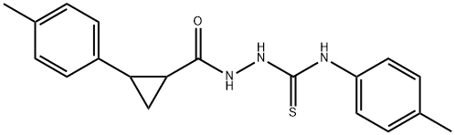 N-(4-methylphenyl)-2-{[2-(4-methylphenyl)cyclopropyl]carbonyl}hydrazinecarbothioamide Struktur