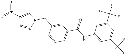 N-[3,5-bis(trifluoromethyl)phenyl]-3-({4-nitro-1H-pyrazol-1-yl}methyl)benzamide Struktur