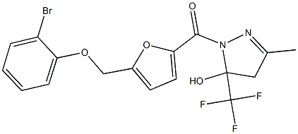 1-{5-[(2-bromophenoxy)methyl]-2-furoyl}-3-methyl-5-(trifluoromethyl)-4,5-dihydro-1H-pyrazol-5-ol Struktur