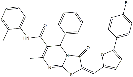 2-{[5-(4-bromophenyl)-2-furyl]methylene}-7-methyl-N-(2-methylphenyl)-3-oxo-5-phenyl-2,3-dihydro-5H-[1,3]thiazolo[3,2-a]pyrimidine-6-carboxamide Struktur