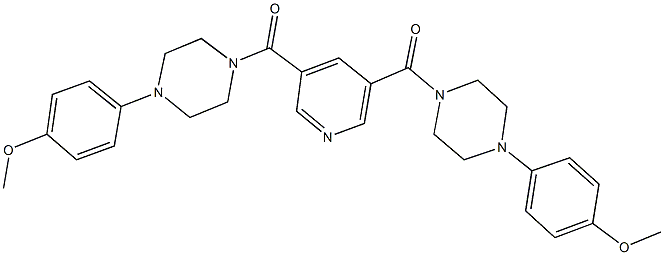 1-(4-methoxyphenyl)-4-[(5-{[4-(4-methoxyphenyl)-1-piperazinyl]carbonyl}-3-pyridinyl)carbonyl]piperazine Struktur