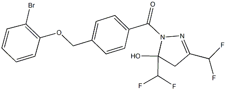 1-{4-[(2-bromophenoxy)methyl]benzoyl}-3,5-bis(difluoromethyl)-4,5-dihydro-1H-pyrazol-5-ol Struktur