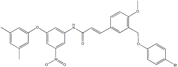 3-{3-[(4-bromophenoxy)methyl]-4-methoxyphenyl}-N-{3-(3,5-dimethylphenoxy)-5-nitrophenyl}acrylamide Struktur