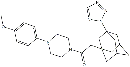 1-(4-methoxyphenyl)-4-{[3-(2H-tetraazol-2-yl)-1-adamantyl]acetyl}piperazine Struktur